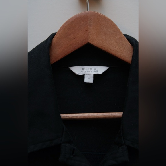 black chore coat / safari coat Alfred Sung army cargo jacket - Picture 3 of 10